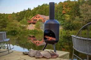 Small idyllic deck with chimenea 