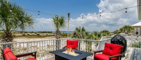 Enjoy water and island views from the second floor deck