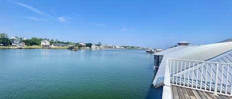 THE BOATHOUSE!! Sun deck view from top of the neighborhood marina - ONE MINUTE WALK from the house!!