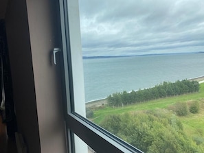 Living room window, views over the Forth bay