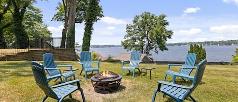 Fireside moments with views of Paw Paw lake? Now that's a vacation!