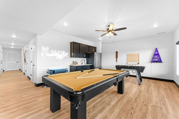 Pool Table, Foosball, Giant Connect 4, Hook 21, BossToss, Two Arcades!