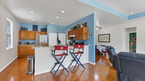 kitchen overlooking living room