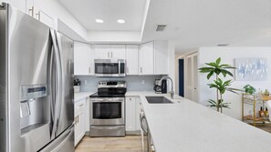 Stainless steel appliances. Gorgeous countertops.