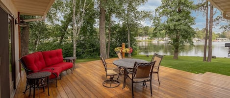 Experience breathtaking lakeside views from this island property.