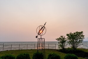 Lush yard overlooking Lake Michigan