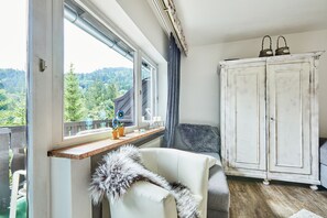 1-Raum-Ferienwohnung, 35m² und Balkon-Wohnzimmer