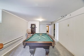 Pool table on lower level