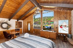 Master bedroom with snow summit view.