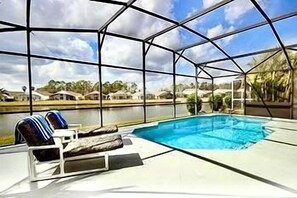 Plenty of deck space to lounge around the pool enjoying the stunning lake