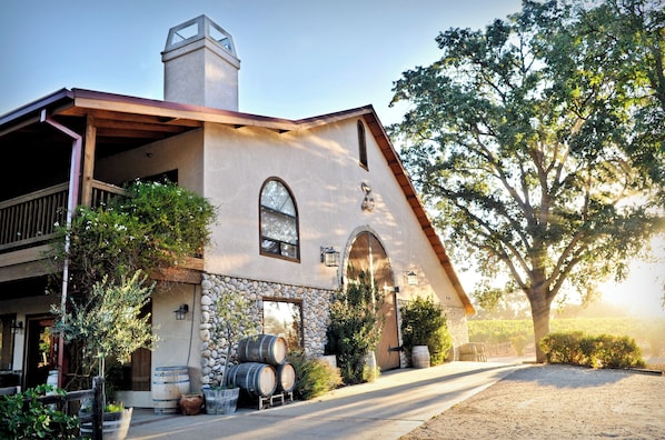 Front of Zenaida Cellars Winery. Your room is on the second floor balcony!