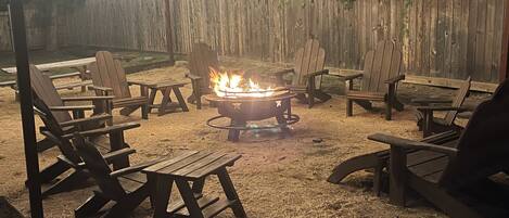 Relax in the Adirondack chairs by the fire pit!