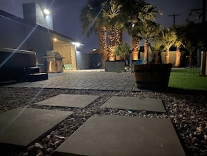 Backyard view at night