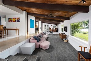 Great Room recessed floor living area.