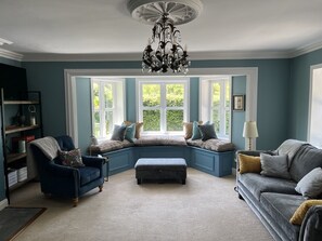 Jacobs Hein Family Room: fireplace, window seat, tv, seating