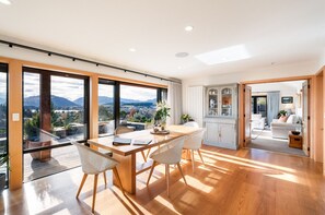 Dining room with mountain views