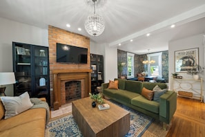 Smart tv, card games and reading material. Something for everyone.