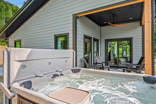 Enjoy relaxing in the hot tub after a fun day of adventure.