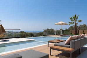 The outdoor pool area to enjoy as dusk falls. 