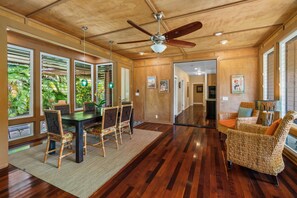 Dining area with door that leads into the kitchen.