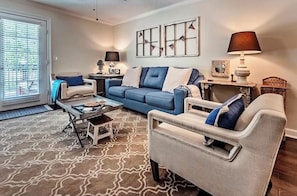 Living room with patio view