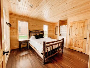 Bedroom #1 in The Bear Cabin with washer and dryer