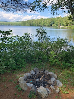 Private lake-side fire pit.