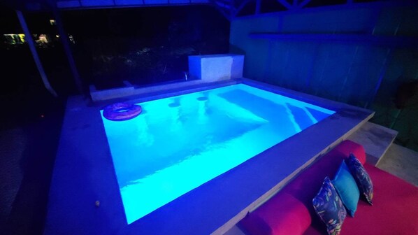 Plunge pool at night.