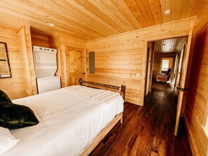 Caribou Cabin Bedroom #1 with washer and dryer