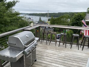 Weber Genesis grill for cookouts. A lobster cooker is also provided downstairs