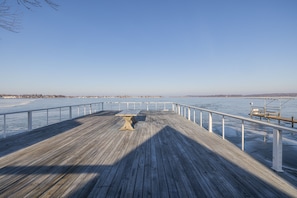 Huge deck on top of the boat house