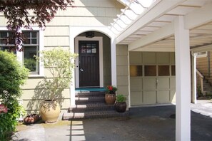 Front door and carport