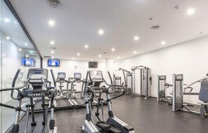 Communal gym near the pool area