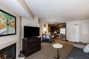 Living room and kitchen area