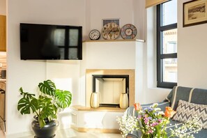Interior details: fireplace for cold nights