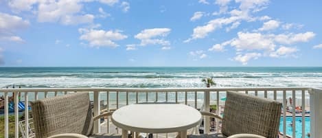 Your 24/7 View - Balcony. Direct Beach & Ocean View. View of Pool.