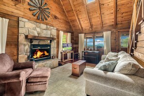 Curl up in front of the fire for a relaxing night in, watching a good movie! 