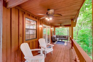 Upper Deck | Fire Pit (Starter Wood Provided) | Charcoal Grill | Forest Views