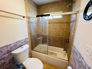Restroom -  Shower, bathtub & toilet for Room # 1 Ground level!