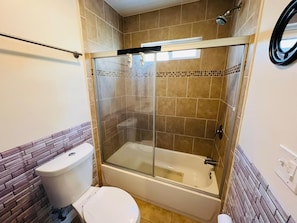 Restroom - Shower, bathtub & toilet for Room # 1 Ground level!