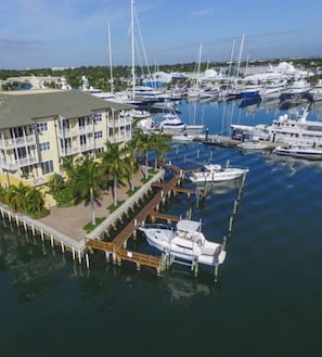 View from water of our marina and Rybovich Marina. 