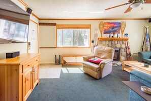 Living room with 65in Smart TV