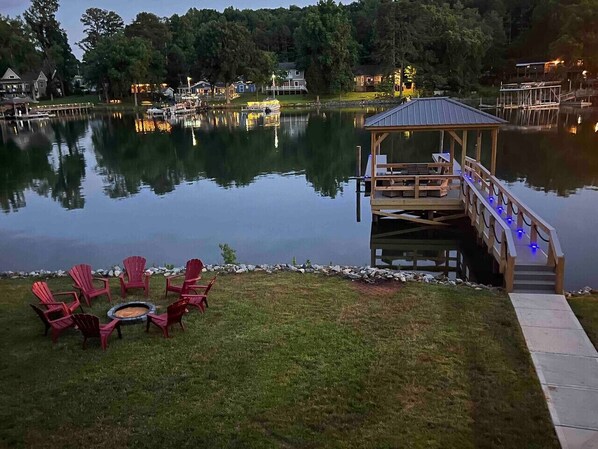 New Deep water boat dock and firepit