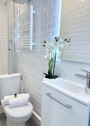 In the bathroom you will find towels and hair dryer
