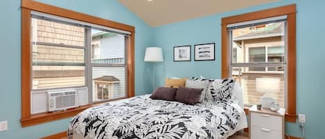 Welcome to our cozy designer's bedroom
