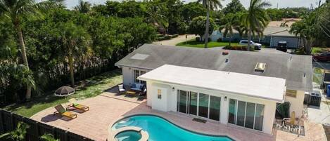 Aerial view of the home