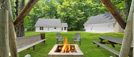 Get the full Northwoods experience by relaxing by the campfire