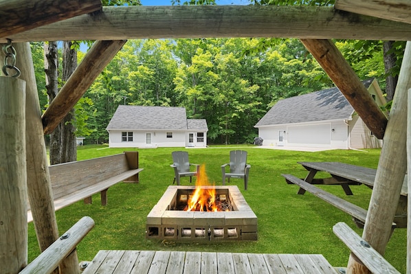 Get the full Northwoods experience by relaxing by the campfire