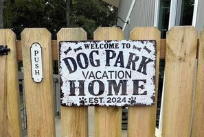 Entrance Sign on Gate to the Deck