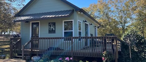 Sanctuary Tiny House at Changing Hearts - front of house and upper deck